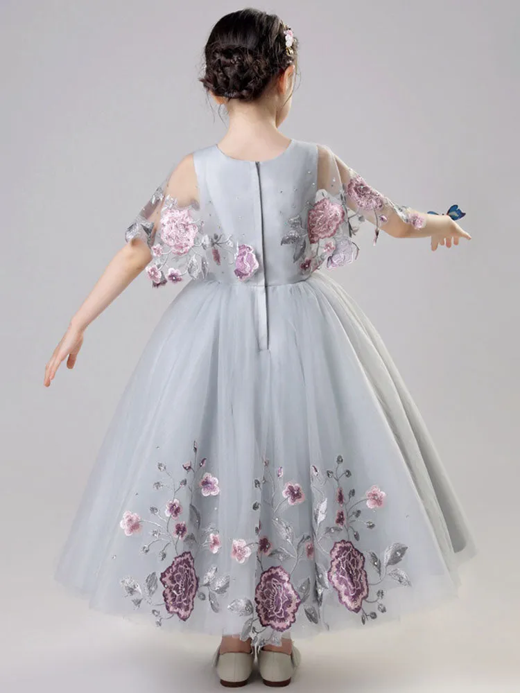 Girls' Evening Gown Fluffy Gauze Walkshow Performence Dress Flower Girl Wedding Dress
