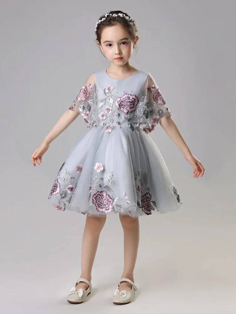 Girls' Evening Gown Fluffy Gauze Walkshow Performence Dress Flower Girl Wedding Dress