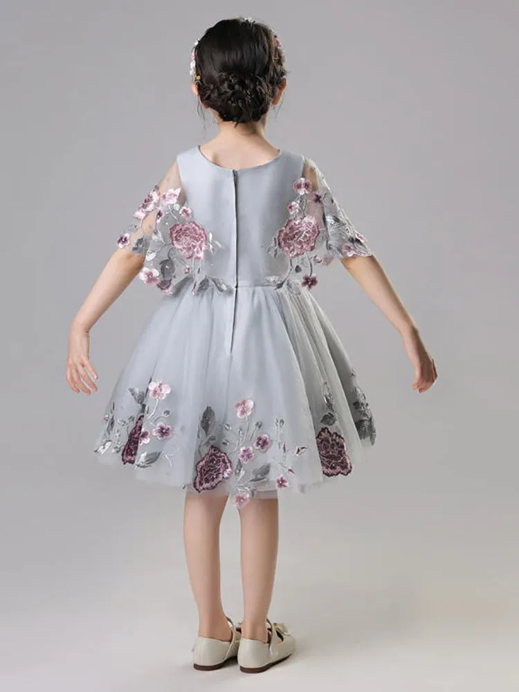 Girls' Evening Gown Fluffy Gauze Walkshow Performence Dress Flower Girl Wedding Dress