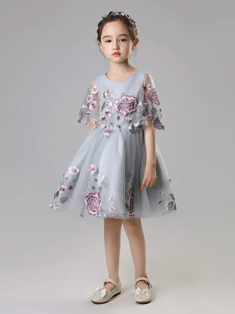 Girls' Evening Gown Fluffy Gauze Walkshow Performence Dress Flower Girl Wedding Dress