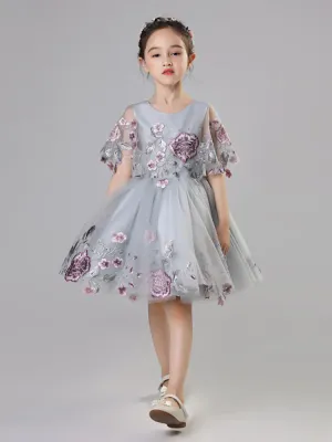 Girls' Evening Gown Fluffy Gauze Walkshow Performence Dress Flower Girl Wedding Dress