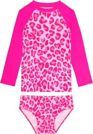 Girls Swimsuit Long Sleeve Rush Guard Bathing Suit Swimwear with Bikini Bottom Sun Protection