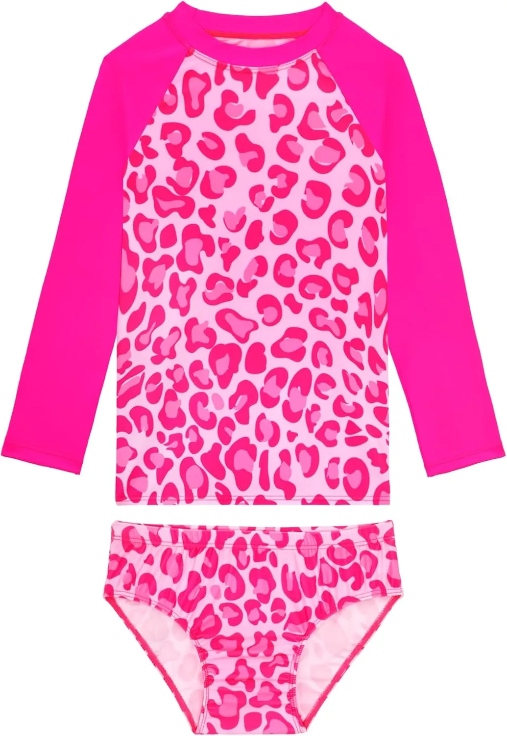 Girls Swimsuit Long Sleeve Rush Guard Bathing Suit Swimwear with Bikini Bottom Sun Protection