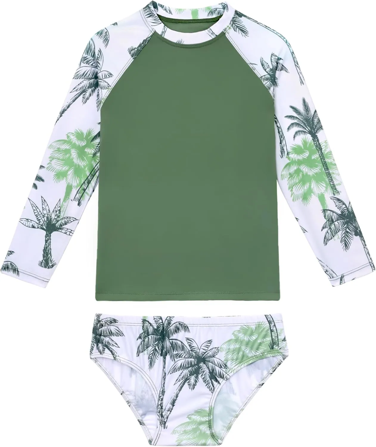 Girls Swimsuit Long Sleeve Rush Guard Bathing Suit Swimwear with Bikini Bottom Sun Protection