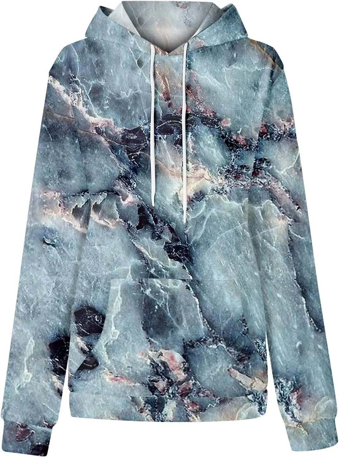 GOFULY Women Sweatshirt Fall Marble Print Hoodies Lightweight Winter Sweatshirt Long Sleeve Drawstring Pullover With Pocket