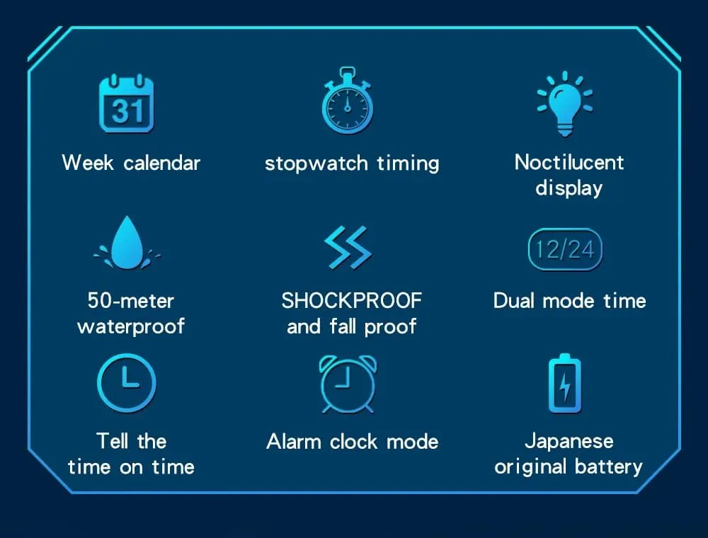 Gosasa Military Style Digital Analog Watch, Large Face 2.2", 50m Water Resistant, Dual Time Zone, Alarm, LED Backlight, Stopwatch, PU Strap