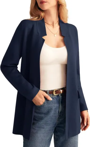 GRACE KARIN Women's 2025 Long Sleeve Knit Cardigan Coat Open Front Notch Collar Sweater Blazer Coatigan Jackets