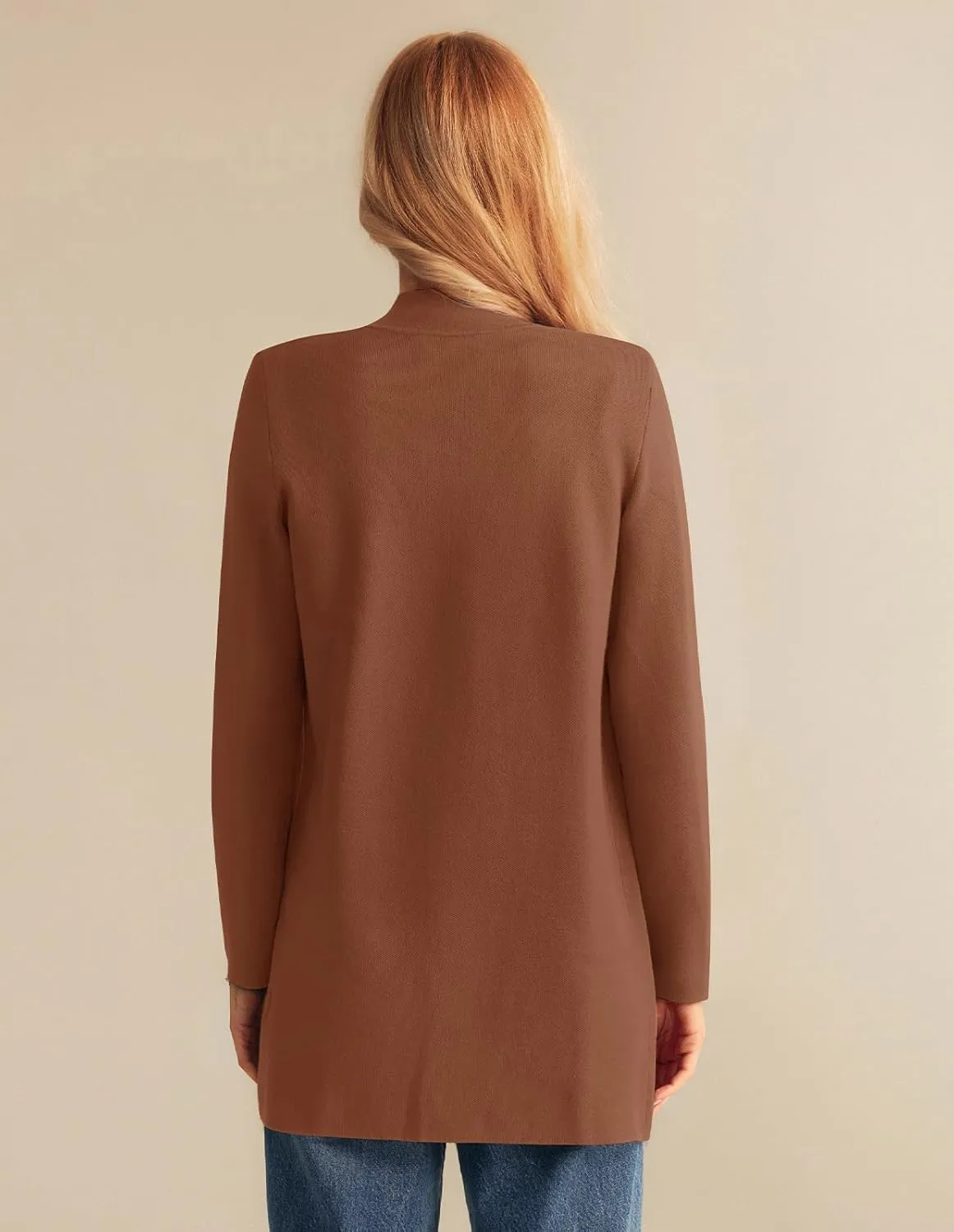 GRACE KARIN Women's 2025 Long Sleeve Knit Cardigan Coat Open Front Notch Collar Sweater Blazer Coatigan Jackets