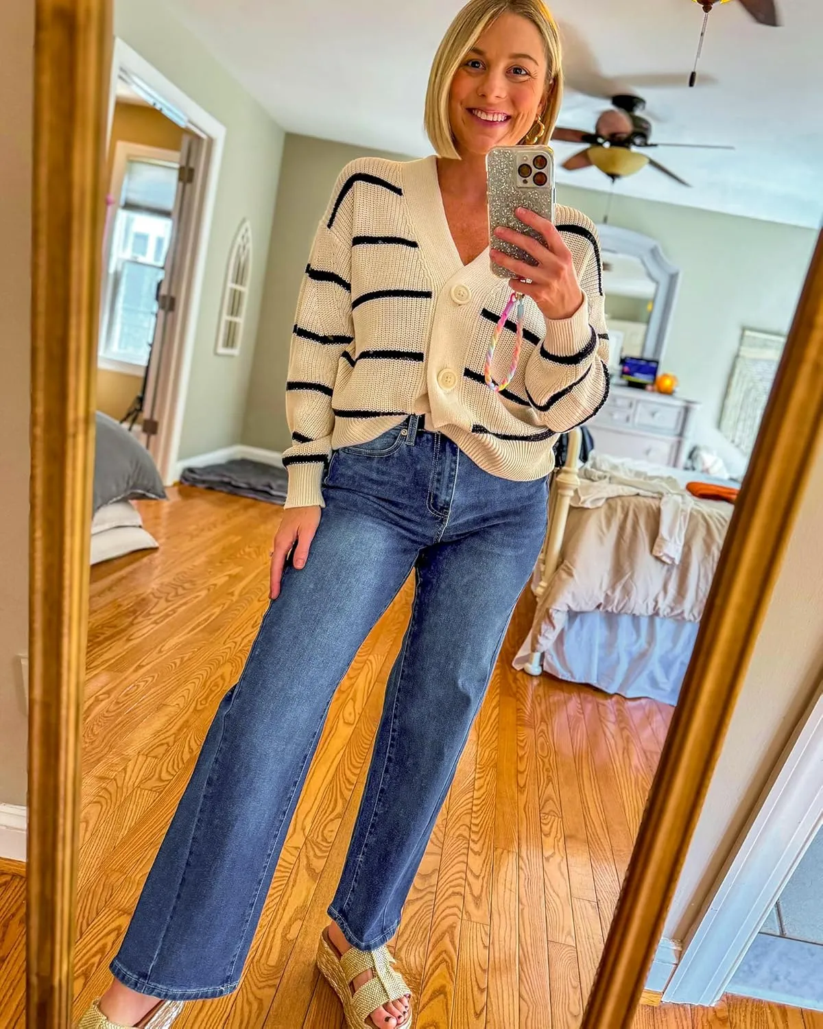 GRAPENT Straight Leg Jeans for Women High Waisted Trendy Ankle Length Forward Seams Stretchy Denim Pants Baggy Jeans