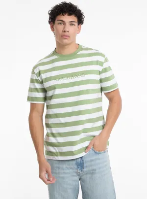 Guess Jeans Green Striped T-Shirt