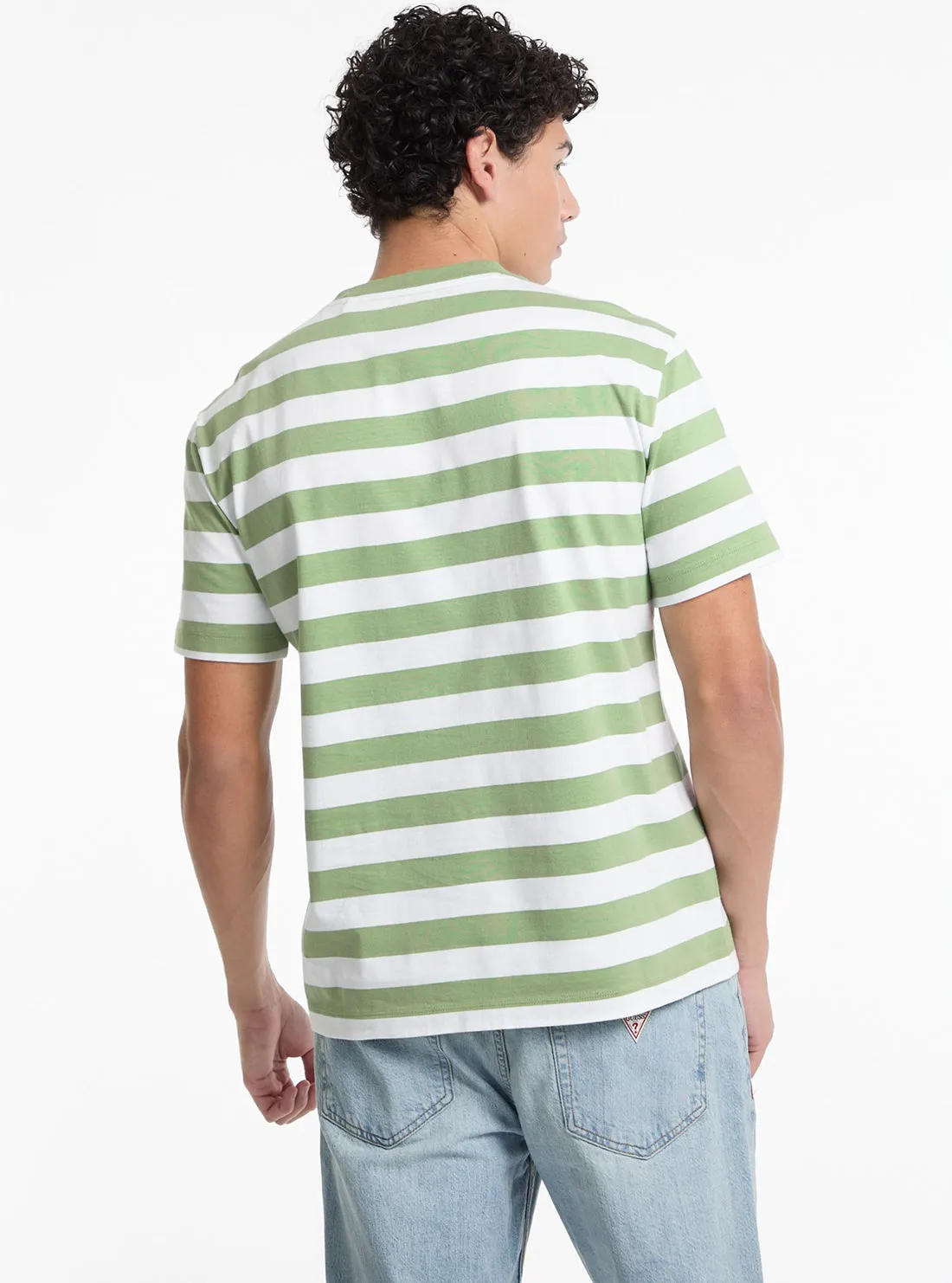 Guess Jeans Green Striped T-Shirt