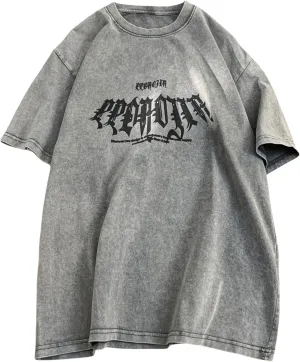 GURUNVANI Men Wash Graphic T Shirts Vintage Oversized Shirt Short Sleeve Tee Tops