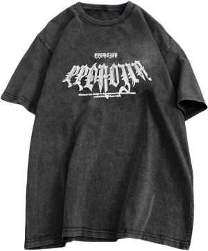GURUNVANI Men Wash Graphic T Shirts Vintage Oversized Shirt Short Sleeve Tee Tops