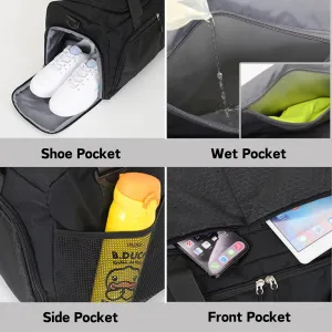 Gym Bag for Men Women, Small Sports Gym Bags with Wet Pocket & Shoes Compartment, Overnight Travel Duffle Bags, Carry on Weekender bag Waterproof for Fitness Workout Yoga - Grey