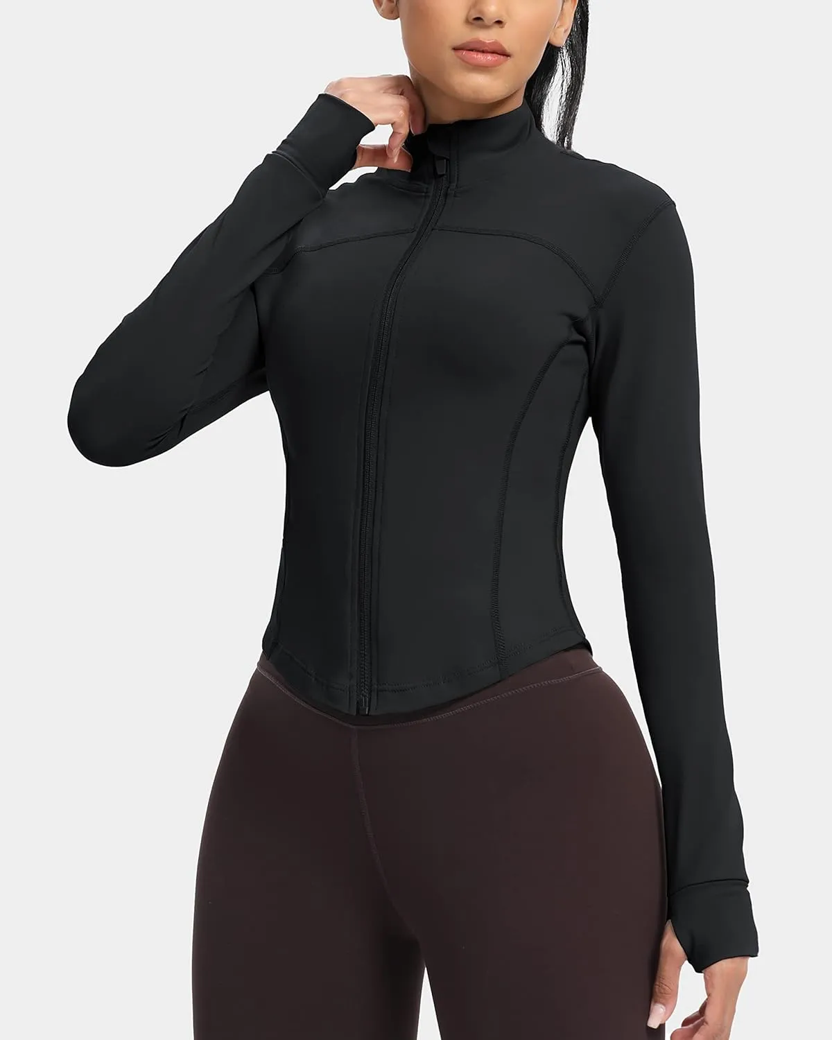GYM RAINBOW Womens Zip Up Workout Jakcets Lightweight Slim Fit Running Athletic Jackets with Thumb Holes