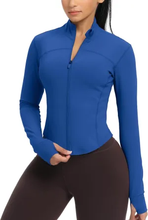 GYM RAINBOW Womens Zip Up Workout Jakcets Lightweight Slim Fit Running Athletic Jackets with Thumb Holes