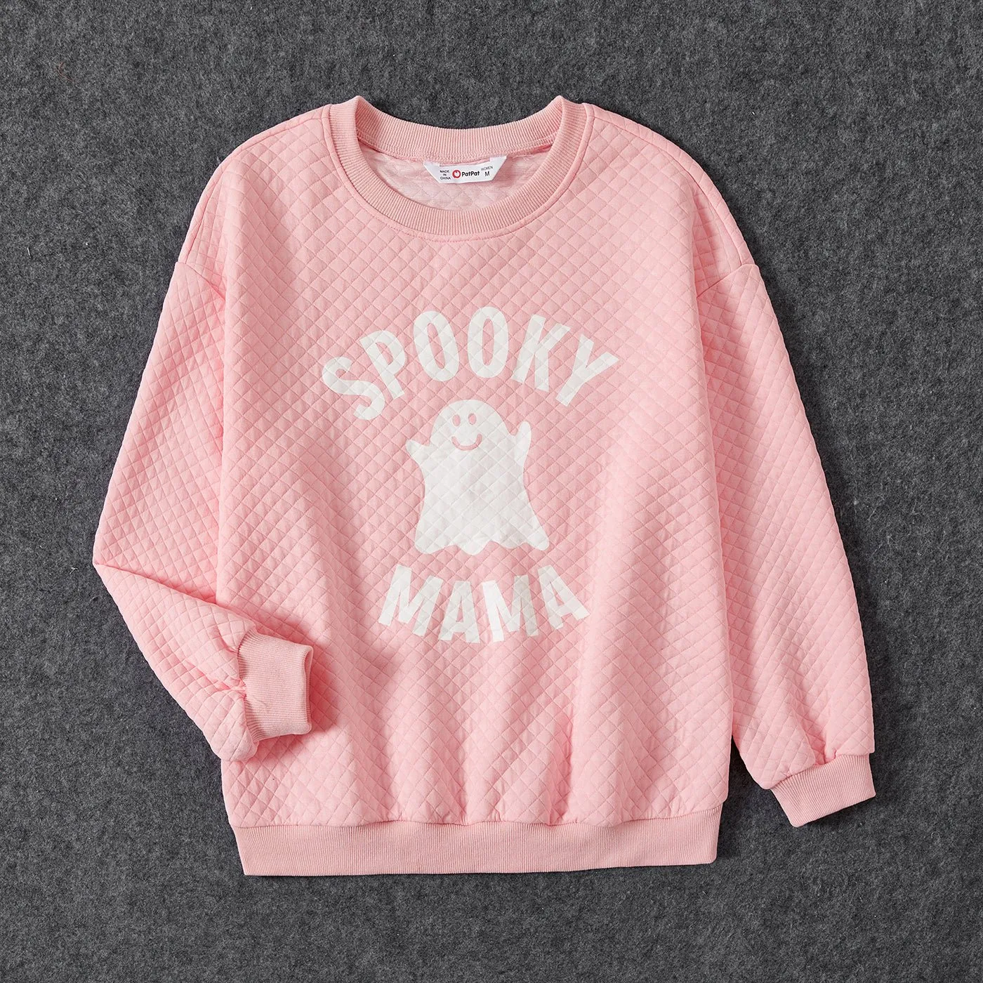 Halloween Family Matching Glow in the Dark Pink Letter & Ghost Print Tops