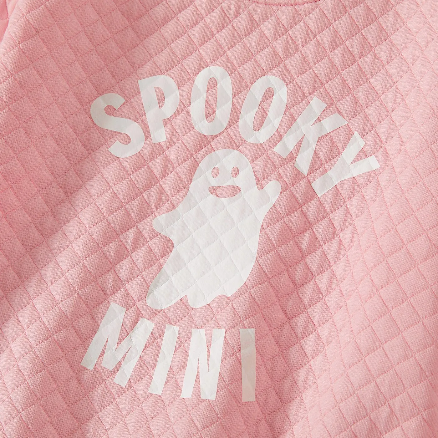 Halloween Family Matching Glow in the Dark Pink Letter & Ghost Print Tops