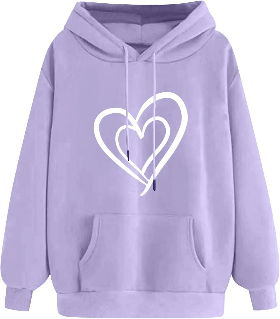 Heart Hoodies Women Graphic Sweatshirts Long Sleeve Pullover Sweater Oversized Tops Trendy Valentine's Day Outfits