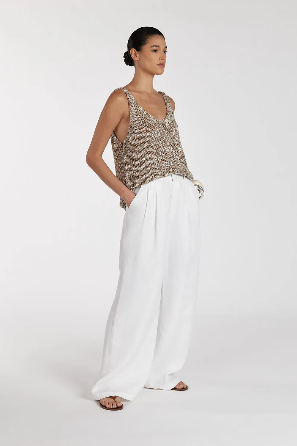 HEIDI TAN MARLE SCOOP KNIT TANK
