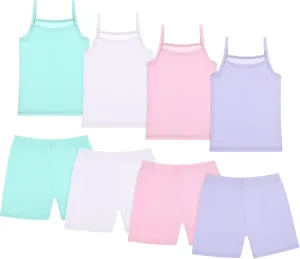 Hercicy 8 Packs Toddler Tank Tops Girls and Dance Shorts Toddler Sleeveless Strap Crop Gymnastics Yoga Shorts for Ballet