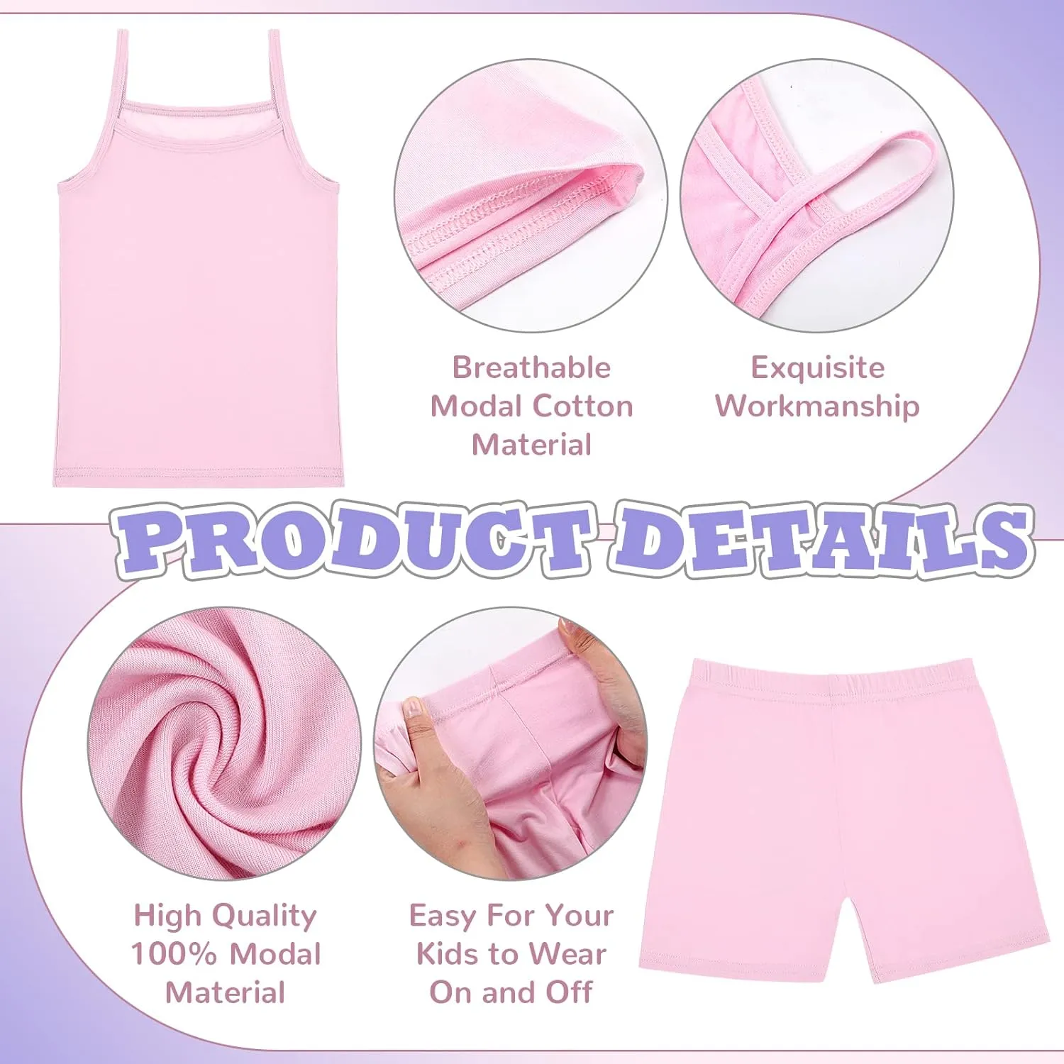 Hercicy 8 Packs Toddler Tank Tops Girls and Dance Shorts Toddler Sleeveless Strap Crop Gymnastics Yoga Shorts for Ballet