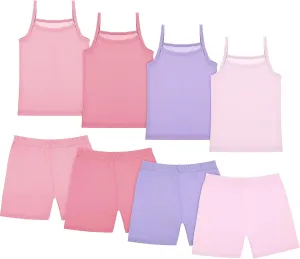 Hercicy 8 Packs Toddler Tank Tops Girls and Dance Shorts Toddler Sleeveless Strap Crop Gymnastics Yoga Shorts for Ballet