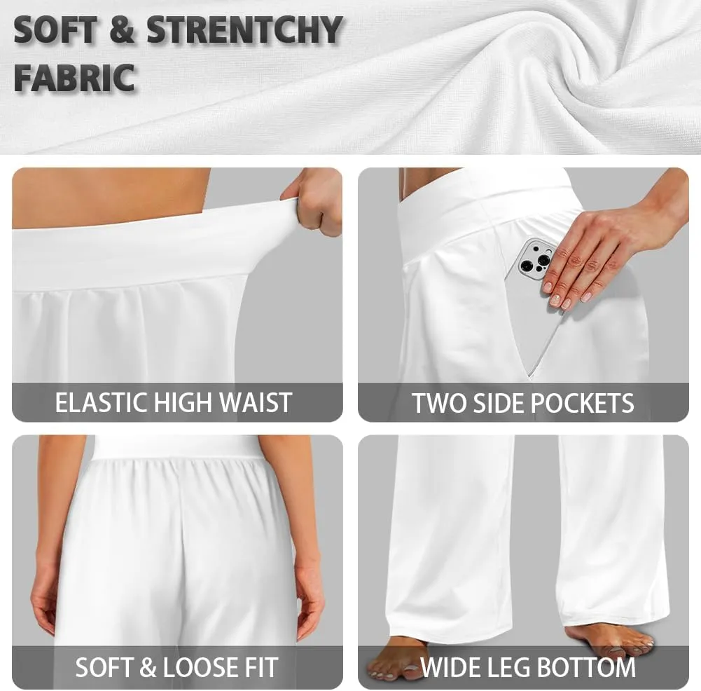 High Waisted Palazzo Pants for Women Wide Leg Lounge Pants with Pockets