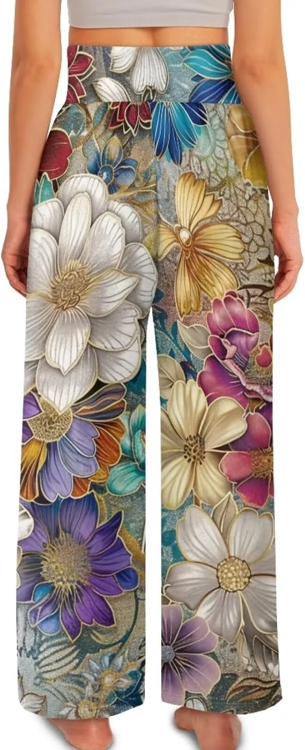 High Waisted Palazzo Pants for Women Wide Leg Lounge Pants with Pockets