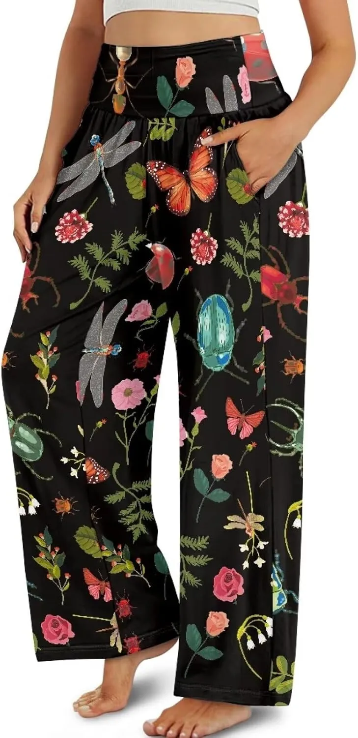 High Waisted Palazzo Pants for Women Wide Leg Lounge Pants with Pockets