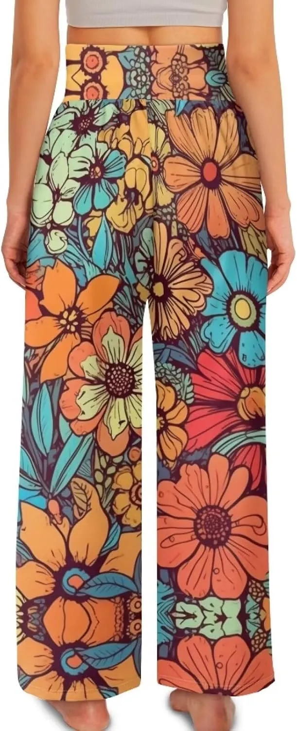 High Waisted Palazzo Pants for Women Wide Leg Lounge Pants with Pockets