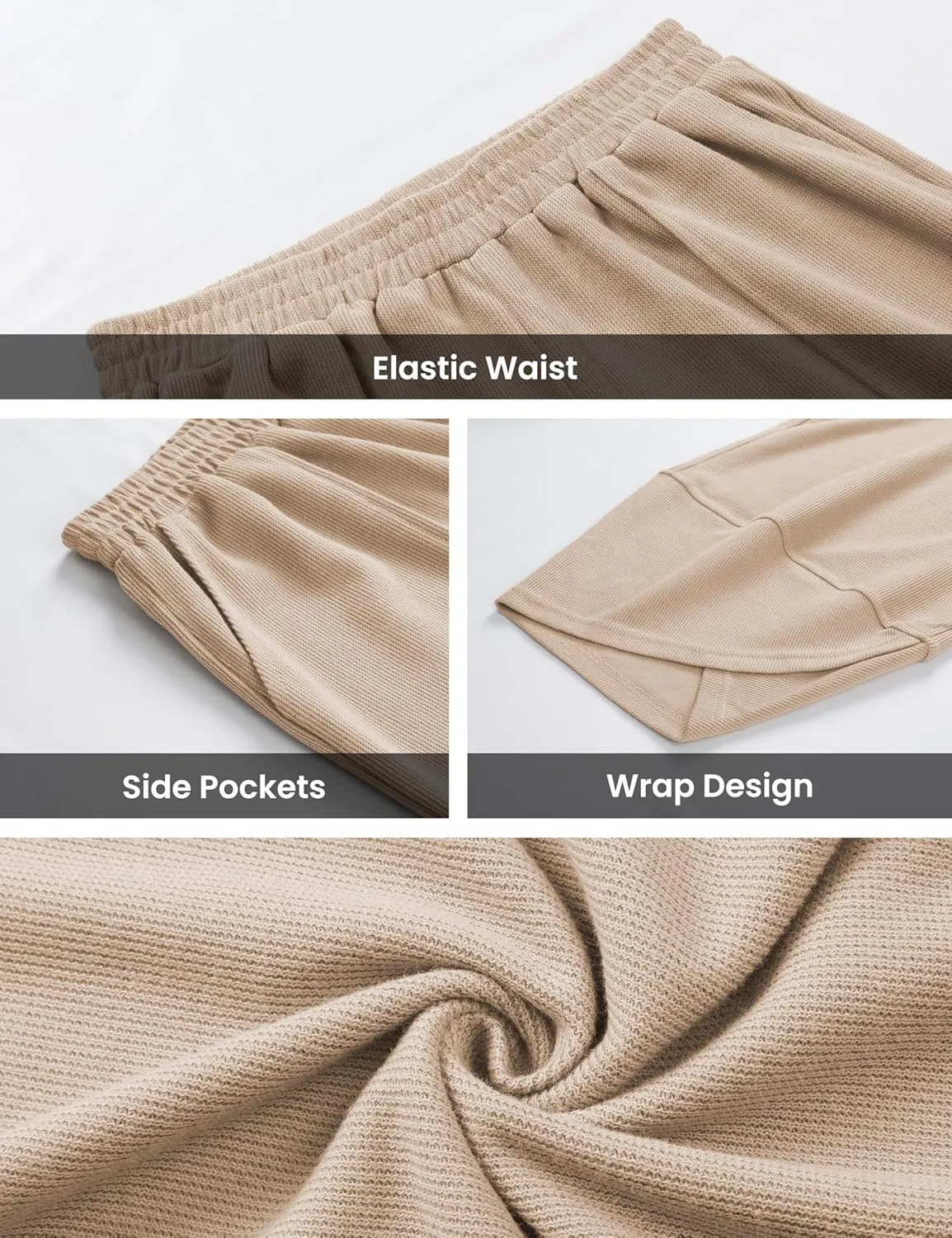 Himosyber Women Cotton Pants Wide Leg Pants Casual Loose Baggy Elastic Waist Beach Palazzo Harem Pants