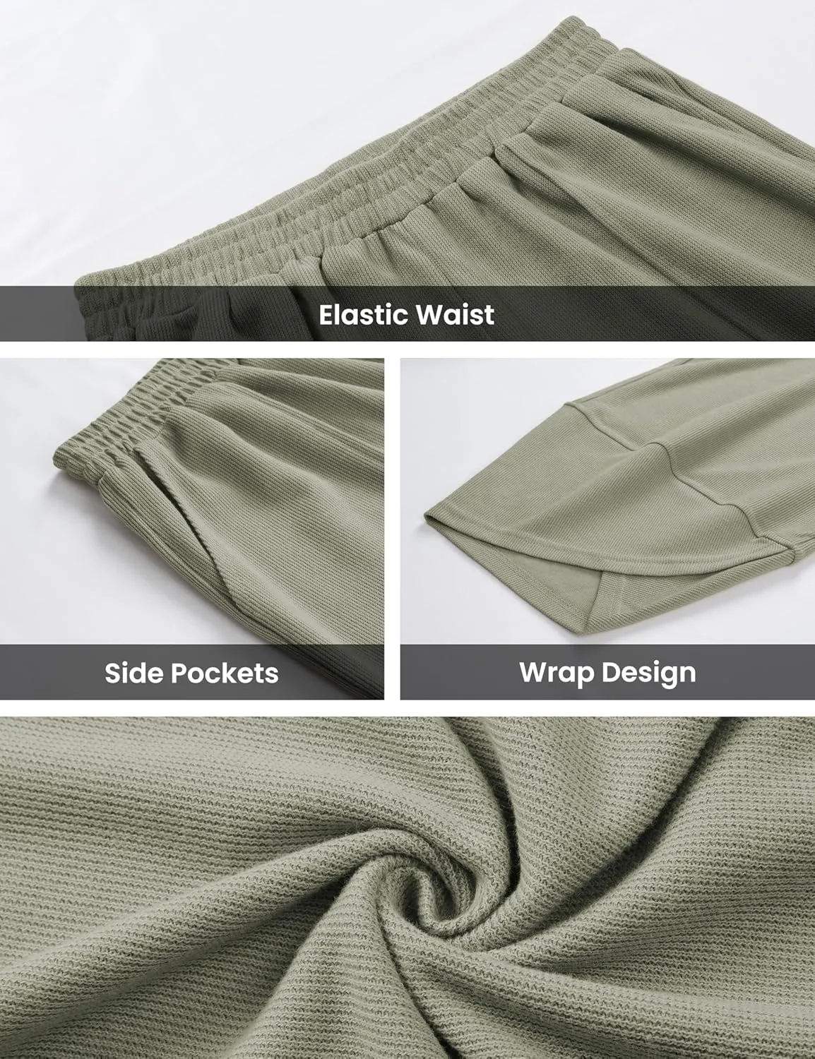 Himosyber Women Cotton Pants Wide Leg Pants Casual Loose Baggy Elastic Waist Beach Palazzo Harem Pants