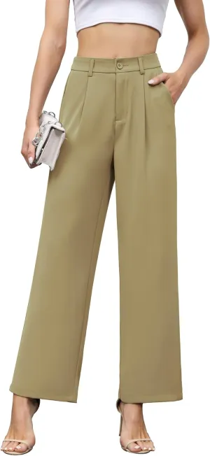Hody Lovy Women Business Dress Pants Casual Slacks High Waisted Work Pants Wide Leg Palazzo Trousers
