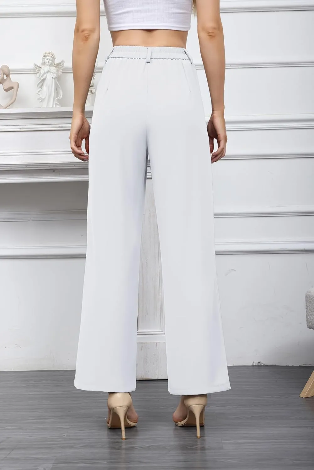 Hody Lovy Women Business Dress Pants Casual Slacks High Waisted Work Pants Wide Leg Palazzo Trousers