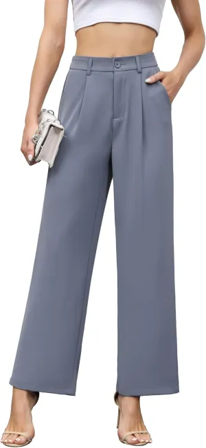 Hody Lovy Women Business Dress Pants Casual Slacks High Waisted Work Pants Wide Leg Palazzo Trousers