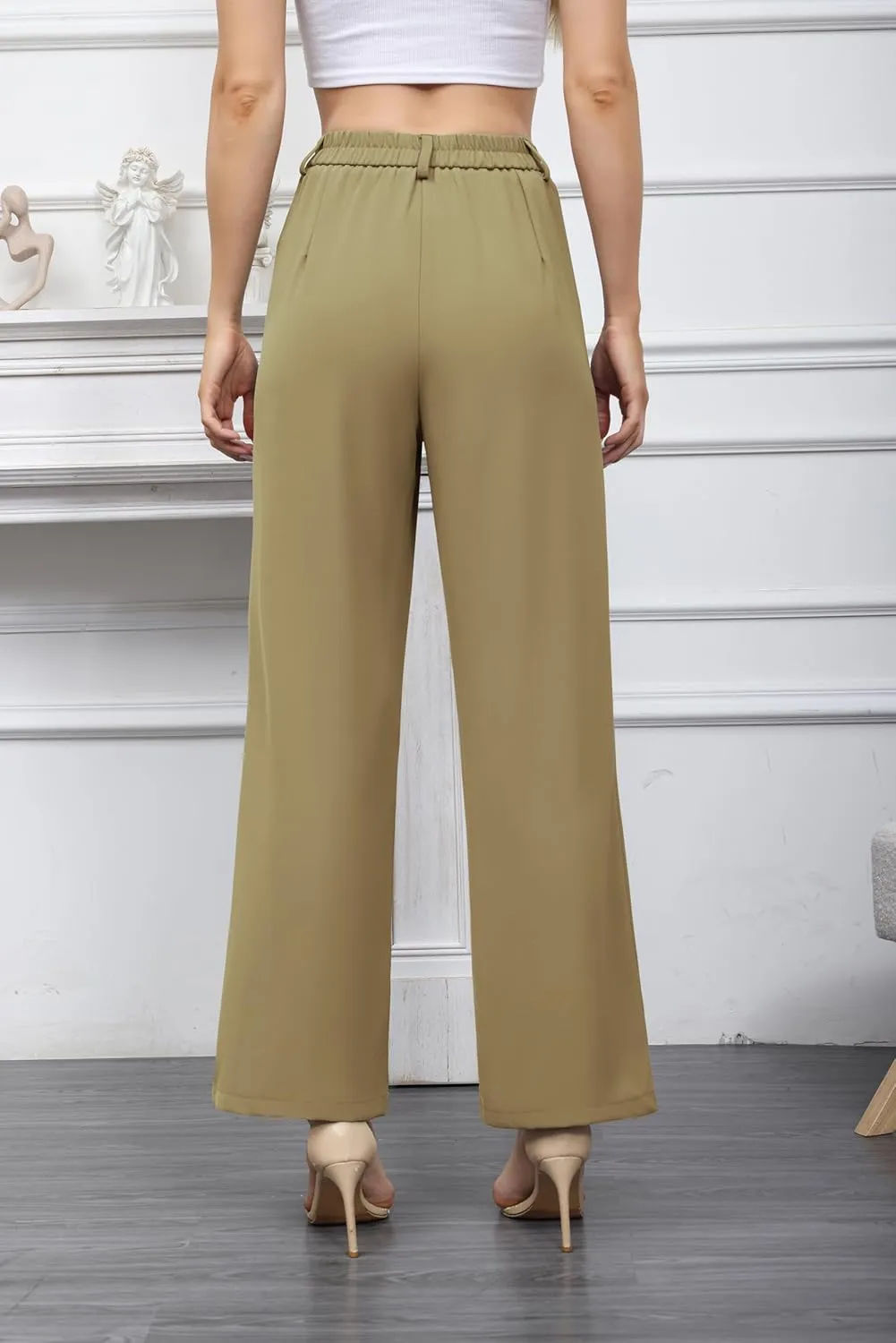 Hody Lovy Women Business Dress Pants Casual Slacks High Waisted Work Pants Wide Leg Palazzo Trousers