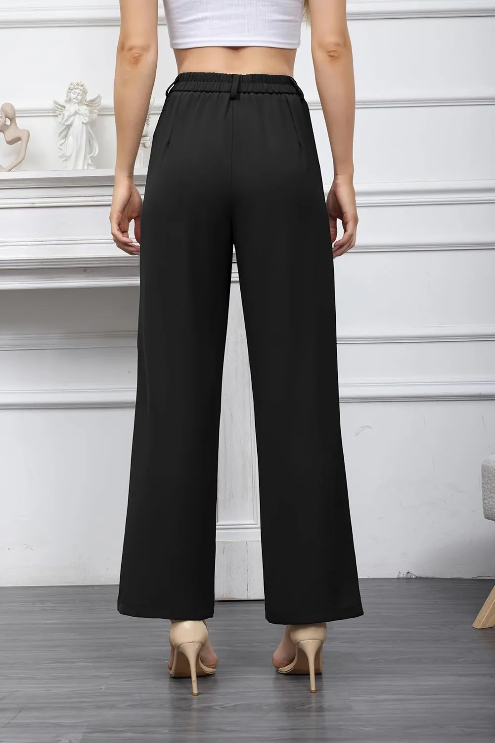 Hody Lovy Women Business Dress Pants Casual Slacks High Waisted Work Pants Wide Leg Palazzo Trousers