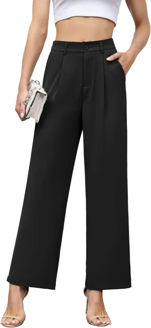 Hody Lovy Women Business Dress Pants Casual Slacks High Waisted Work Pants Wide Leg Palazzo Trousers