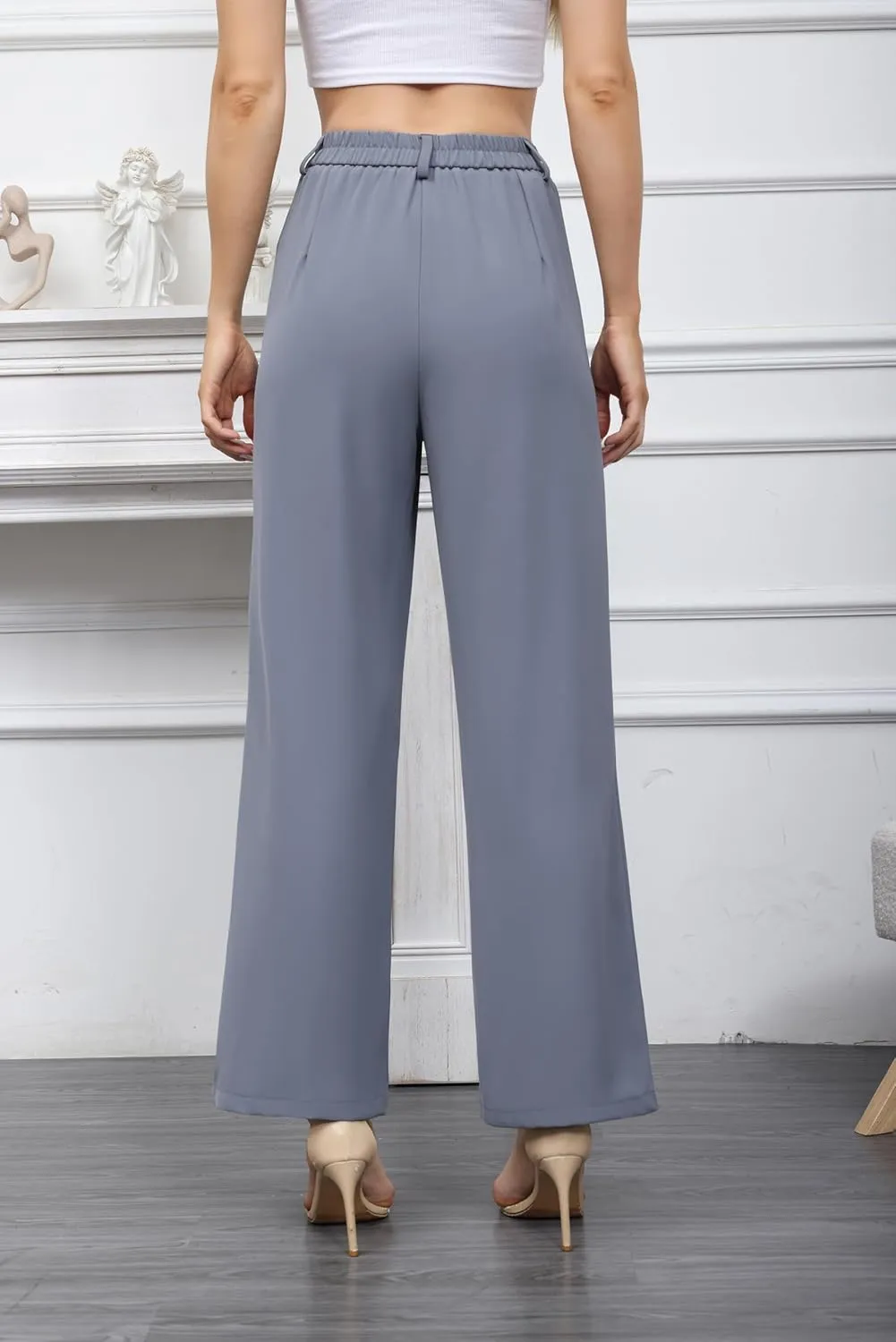 Hody Lovy Women Business Dress Pants Casual Slacks High Waisted Work Pants Wide Leg Palazzo Trousers
