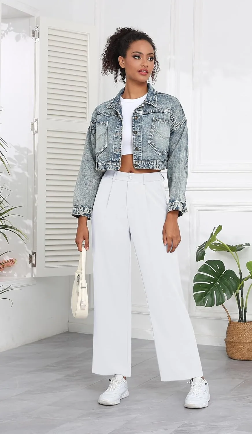 Hody Lovy Women Business Dress Pants Casual Slacks High Waisted Work Pants Wide Leg Palazzo Trousers