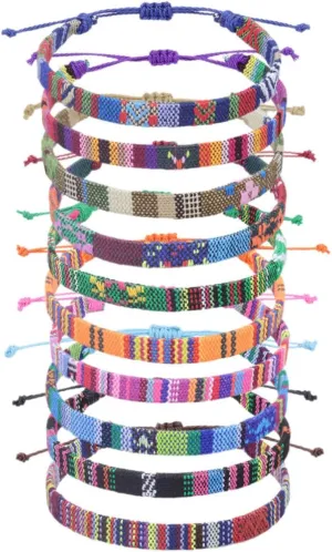 Homoyoyo 10Pcs Adjustable Woven Beach Bracelets Ethnic Wrist Chains for Women Lightweight and Comfortable Summer Accessories