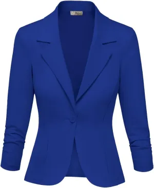 Hybrid & Company Women's Lightweight Casual Work Office Stretch Ponte Cardigan Blazer Jacket Made in USA