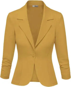 Hybrid & Company Women's Lightweight Casual Work Office Stretch Ponte Cardigan Blazer Jacket Made in USA