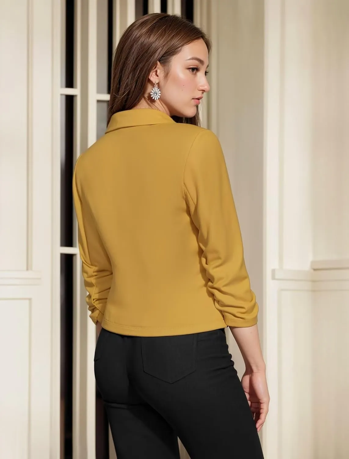 Hybrid & Company Women's Lightweight Casual Work Office Stretch Ponte Cardigan Blazer Jacket Made in USA