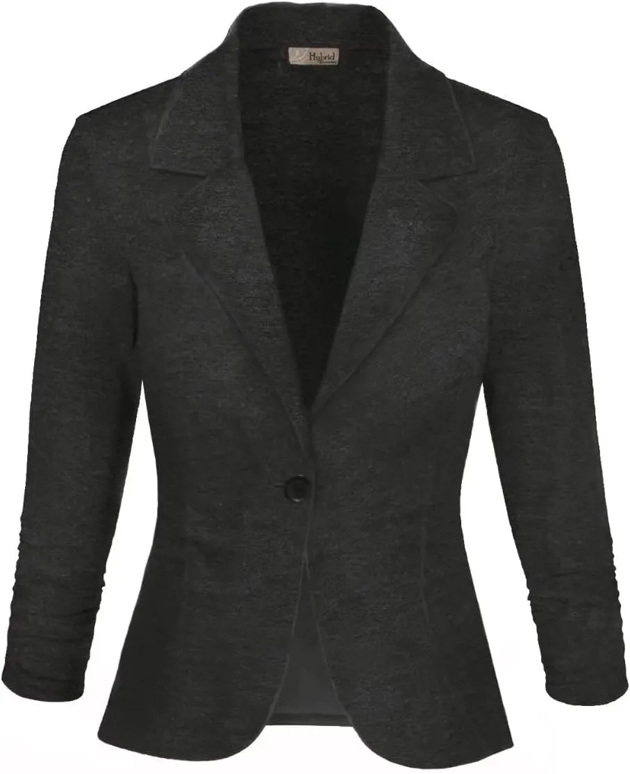 Hybrid & Company Women's Lightweight Casual Work Office Stretch Ponte Cardigan Blazer Jacket Made in USA