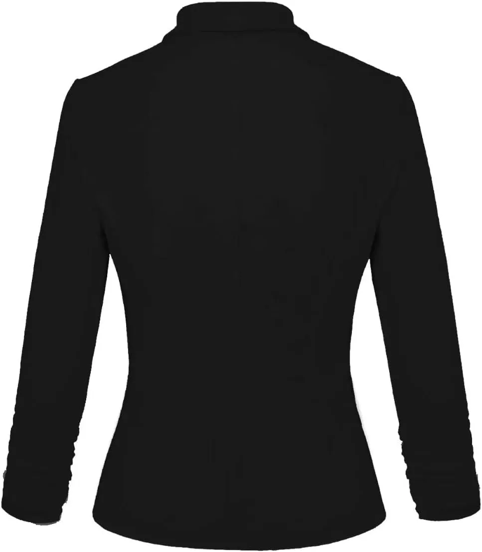 Hybrid & Company Women's Lightweight Casual Work Office Stretch Ponte Cardigan Blazer Jacket Made in USA