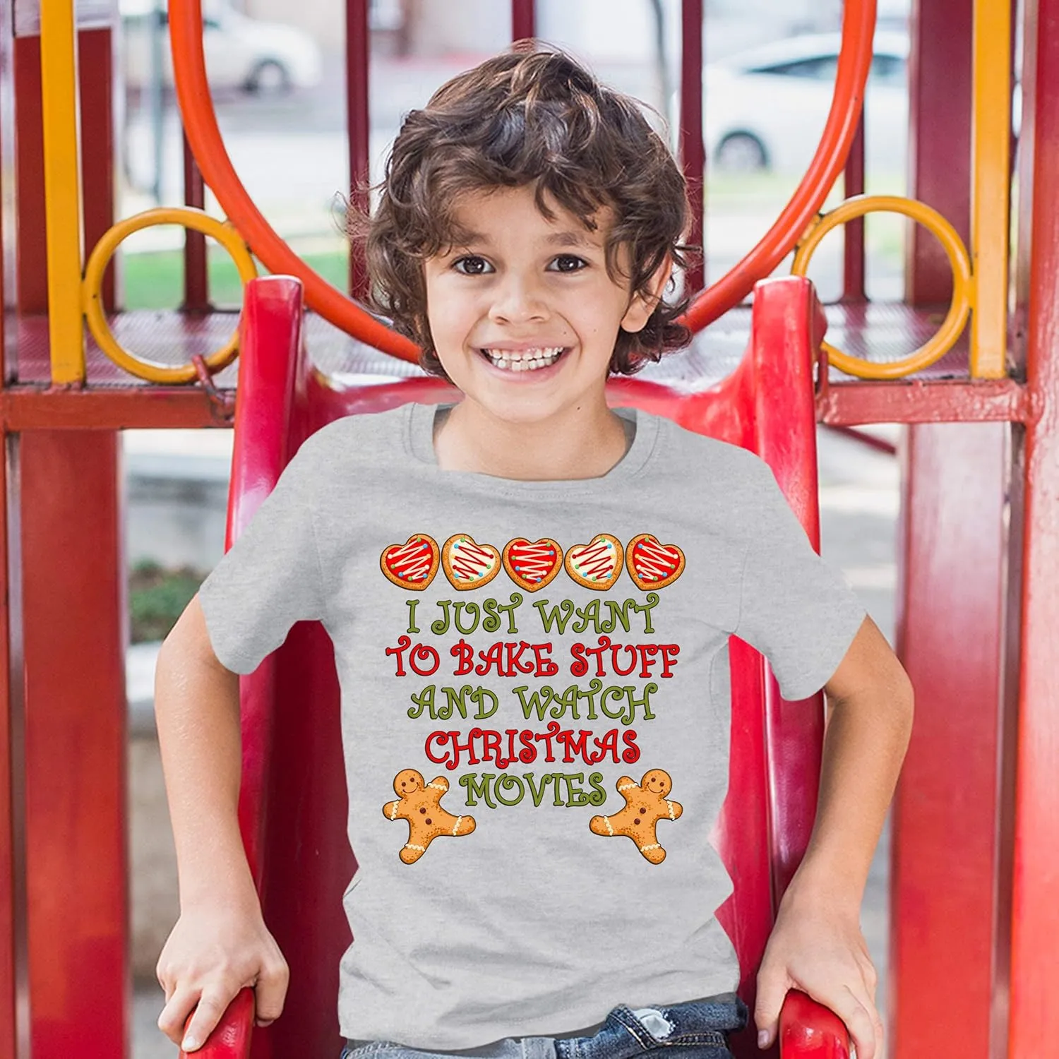 I Just Want to Bake Stuff and Watch Christmas Movies Youth T-Shirt Xmas Kids