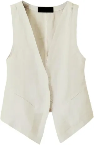 IDEALSANXUN Womens Linen Vest Tops Sleeveless Spring Summer Blazer Jackets