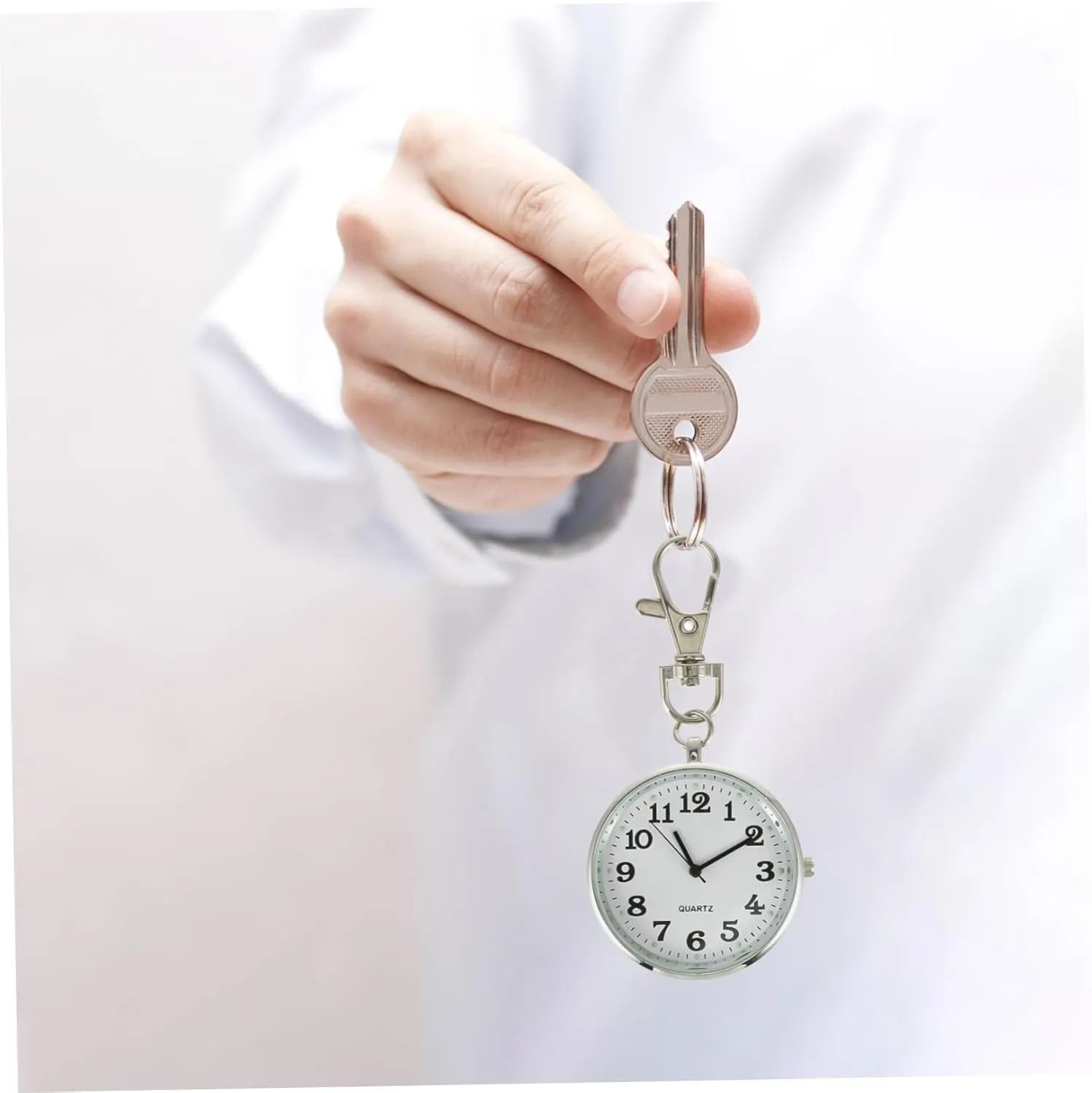 iplusmile Clip on Pocket Watch Open Face Watch with Key Buckle Portable Unisex Digital Watch for Students Men Doctor Nurses Women